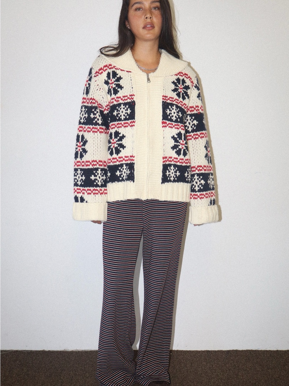 Bailey Rose Vintage Inspired Chunky Sweater Zip Cardigan S